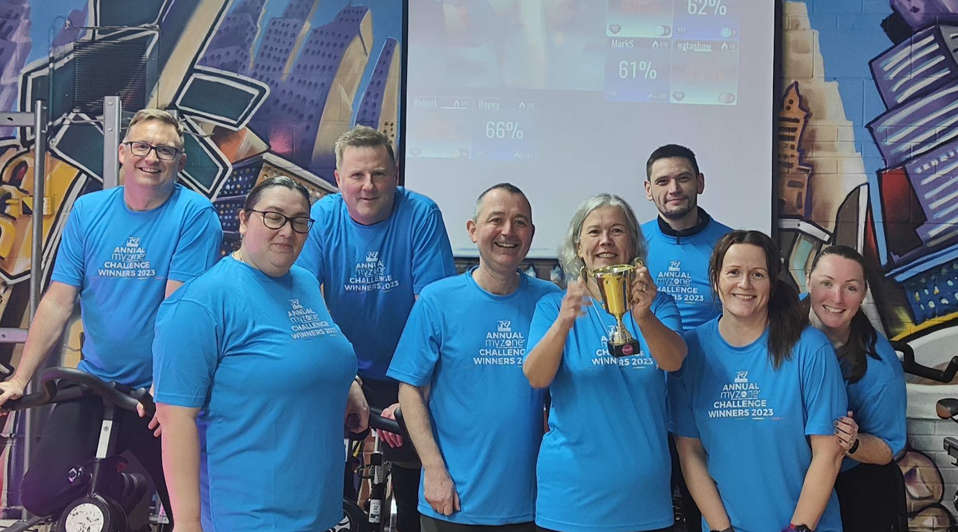 3d staff holding trophy